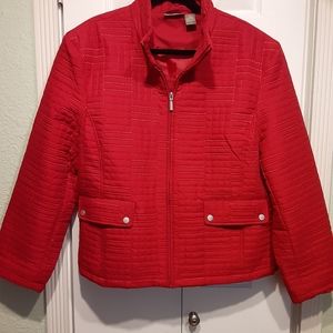 JANE ASHLEY red quilted jacket XL